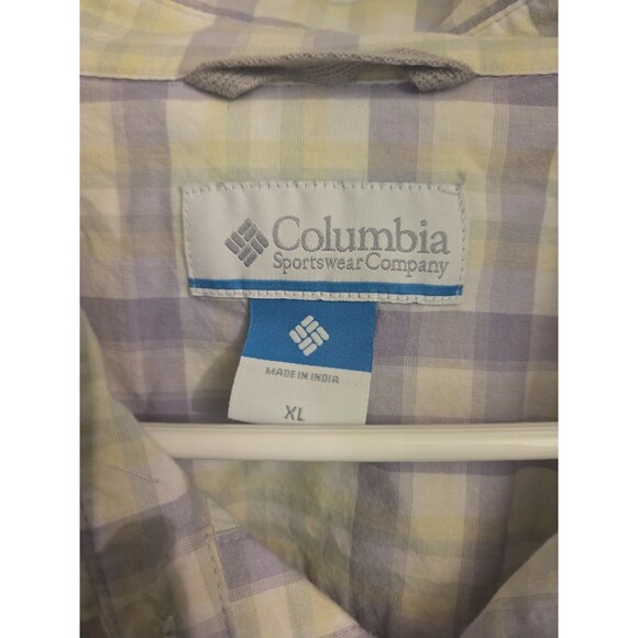 !Columbia Steeple Ridge Long Sleeve Purple Lime Green Tartan Plaid Shirt Mens XL - Picture 3 of 6